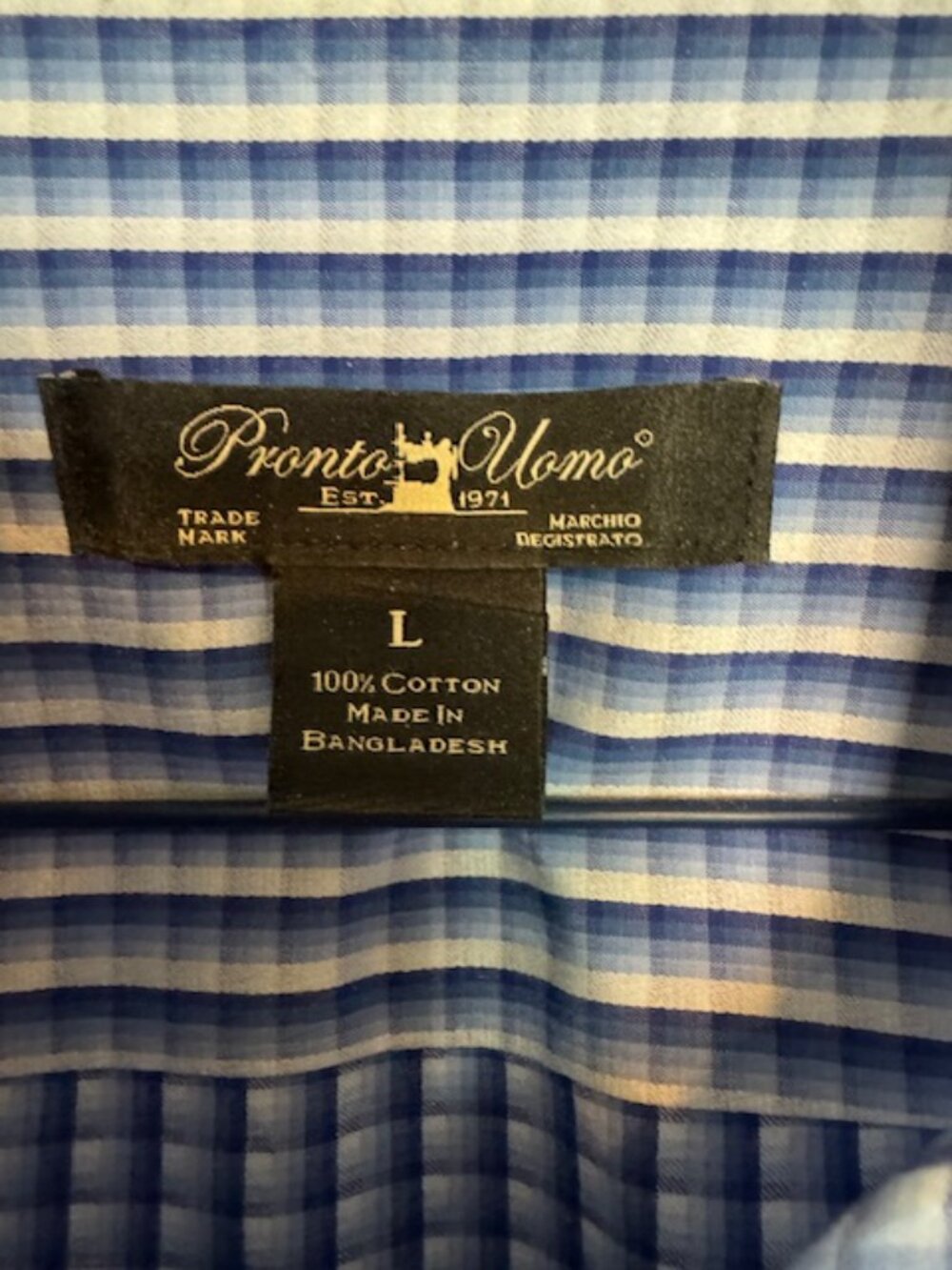 Refined Blue Stripe Pronto Uomo Slim-Fit Dress Shirt - Picture 4 of 5